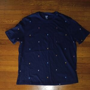 GAP Men’s Navy Short-Sleeve Tee with Multicolor Palm Embroidery